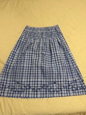 Blue Plaid Elastic-Waist Women's Skirt